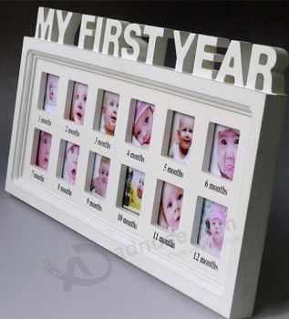 Wholesale custom high-end White Baby Year Growth Records Photo Frame with your logo