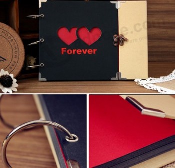 Wholesale custom high-end DIY Double Heart Shaped Hollow Photo Album with your logo