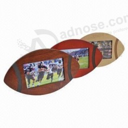 Wholesale custom high-end Rugby Football-Shaped 4" X 6 " Wooden Photo Frame (PF-029) with your logo