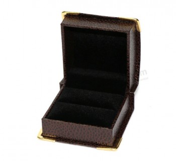 Boîte de cAnnonceeau de bijou en cuir personnalisé en gros avec perle d'angle