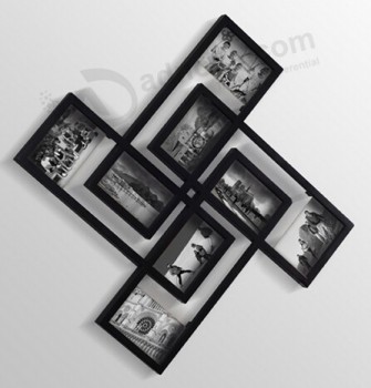 도매 주문 최고-끝 검은 색 무료 결합 된 나무 벽 사진 프레임