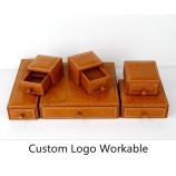 Wholesale custom Workable Custom Logo Brown Leather Jewelry Box