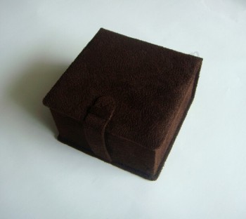 коробка подарка ювелирных изделий оптового изготовленного на заказ коричневого бархата