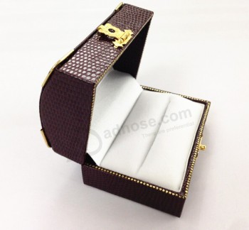 Wholesale custom Arched Leather Ring Box with Hasp