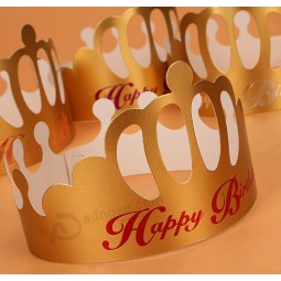 Wholesale custom high quality Golden Printing Birthday Party Paper Hat