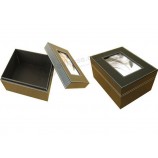 Haut de gamme personnalisé-Fin boîte de rangement en cuir albums avec fenêtre photo