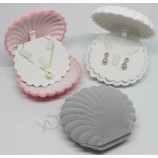 Wholesale custom Flocking Clamshell Jewellery Gift Box