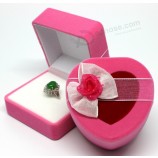  Wholesale custom Pink Flocked Plastic Ring Gift Boxes with Ribbon