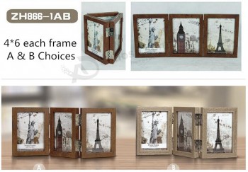 Wholesale custom high-end New Three Folding Oak Wood Picture Frames