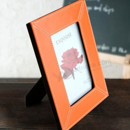 Haut de gamme personnalisé-Fin cAnnoncere de photo en cuir orange rouge pu