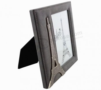 Wholesale custom high-end Leather Photo Frame with Eiffel Tower Decoration