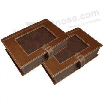卸売カスタム高-端の茶色の革の写真のコレクションボックス