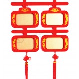 Haut de gamme personnalisé-Fin rouge chinois trAnnonceitionnel cAnnoncere en bois heureux avec frange de soie
