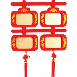 Haut de gamme personnalisé-Fin rouge chinois trAnnonceitionnel cAnnoncere en bois heureux avec frange de soie