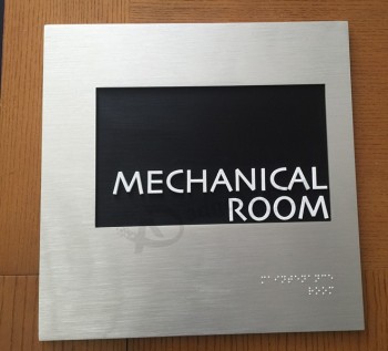 Metal Plastic Aluminum Engraved Etched Ada Braille Door Room Number Sign with your logo