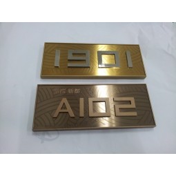 Brushed Brass Panel Identification Room Number Building Sign with high quality