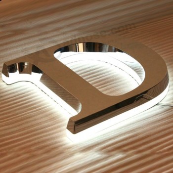 Segno in Metallolo logo in Metallolo lettera in ACciaio inox e illuminazione a led