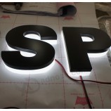 Op maat verLichte Acryl led TerugLit Halo.Lit omgekeerde zwarte led verLichte letters teken