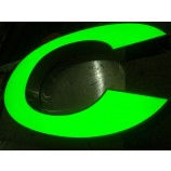야외 외관 전면 얼굴Lit 조명 3 차원 플라스틱 Acryic 녹색 led 조명 된 기호 채널 문자