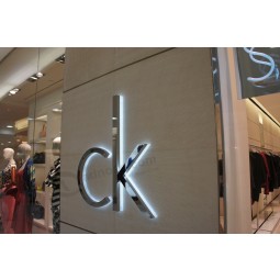 business Advertising Reverse Mirror Polished Stainless Steel LED Illuminated Channel Letters