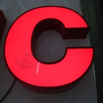щеткой улainlesсталь металл 3d мерный светодиодный свет освещенный открытый пользовательский логотип неоновый знак красный канал письмо