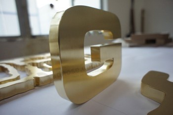 High Quality Brushed Stainless Steel Gold Color Letters
