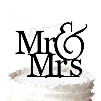 卸売カスタム高-終わりのロマンチックなmr＆mrsシルエットのウェディングケーキのトッパー