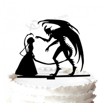Al por mayor personaLizAnuncio.o alto-Sombrero de la torta de boda del extremo - topper de la torta de boda de la silueta del diablo de Halloween
