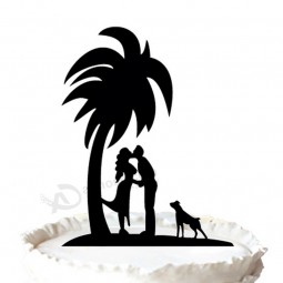 Wholesale custom high-end Bride and Groom Under The Tree with Dog Cake Topper for Engagement Decor