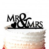 卸売カスタム高-終わりの個人化されたmr＆mrs設計ウェディングケーキのトッパーの記念日のカップケーキスタンド