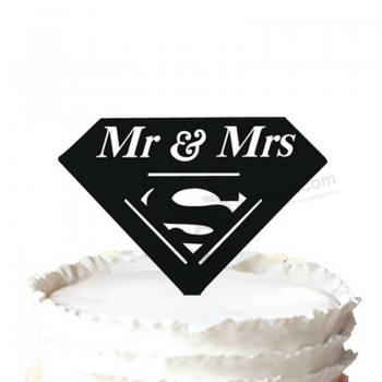 Al por mayor personaLizAnuncio.o alto-Final romántico topper de la torta del diamante, mr & mrs cake topper