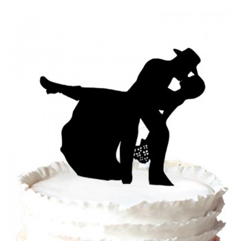 Haut de gamme personnaLisé-Fin pays et oueSt cow-boy silhouette gâteau de mariage topper