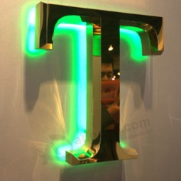Popular Stainless Steel Gold Plated with LED 3D Sign