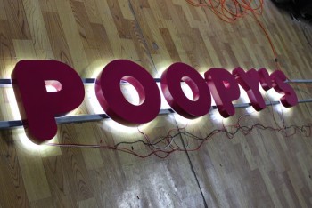 Reverse Lighting Back Lit Powder Coated Letters Shop Sign