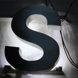 Reverse Lighting Brushed Stainless Steel Lettering Sign