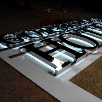 Halo Lit Channel Sign Stainless Steel Face