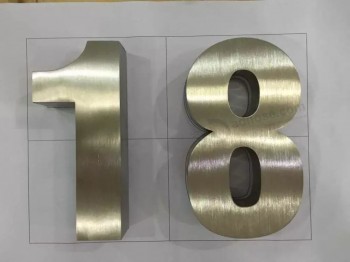 Non-Illuminated 3D Brushed Stainless Steel Number Sign Custom