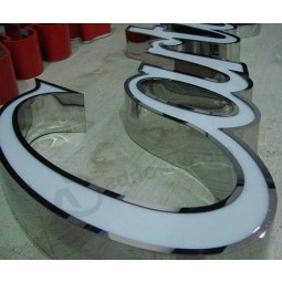 看板ショップ3D金属ステンレス鋼溶接エッジは、点灯した文字の看板を導いた
