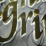 Hete verkoop premium gouDen afwerking leD teken; KanaAlletter voor buitenreclame Desplayreclame