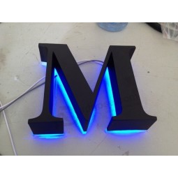 Reclame op maat gepolijste geborstelDe vintage metAlen TerugVerlichte borDage letters leD 3D verlichte kanaAl letters tekenen