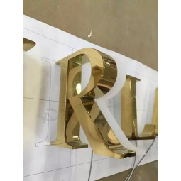 Stainless Steel Brass Titanium Fabricated Illuminated 3D Dimensional Letter Sign Custom