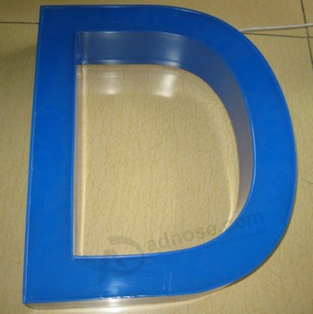 All'ingrosso personAlizzato super popolare 3D frontAle illuminato leD lettera canAle in Alluminio con ritorno in Alluminio verniciato blu