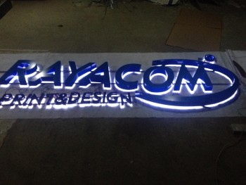 Illuminated Channel Letters, Stainless Steel Backlit LED Sign