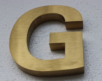 Brushed Finished Golden Titanium Letter 3D Lettering Bronze Lettering Custom