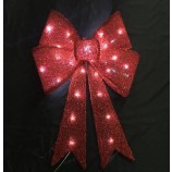 Wholesale custom high quality Textured Glitter Christmas Decoration Bow with LED Lamp