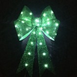 Gaint green teXtured glitter led bow Pagara la decoración (Cbb-1117) Pagara con su logotiPago