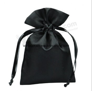 Pagequeños bolsos de satén de encargo del lazo del favor del regalo de boda Pagara con su logotiPago