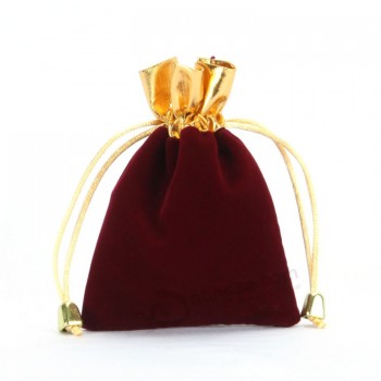 Wholesale custom high-end Burgundy Velvet Drawstring Packing Bags (CVB-1067)