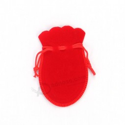 Wholesale custom high-end Red Small Velvet Pouch with Drawstring (CVB-1013)