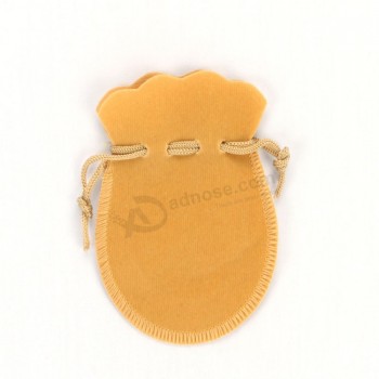 Wholesale custom high-end Yellow Drawstring Velvet Bags for Jewelry (CVB-1081)